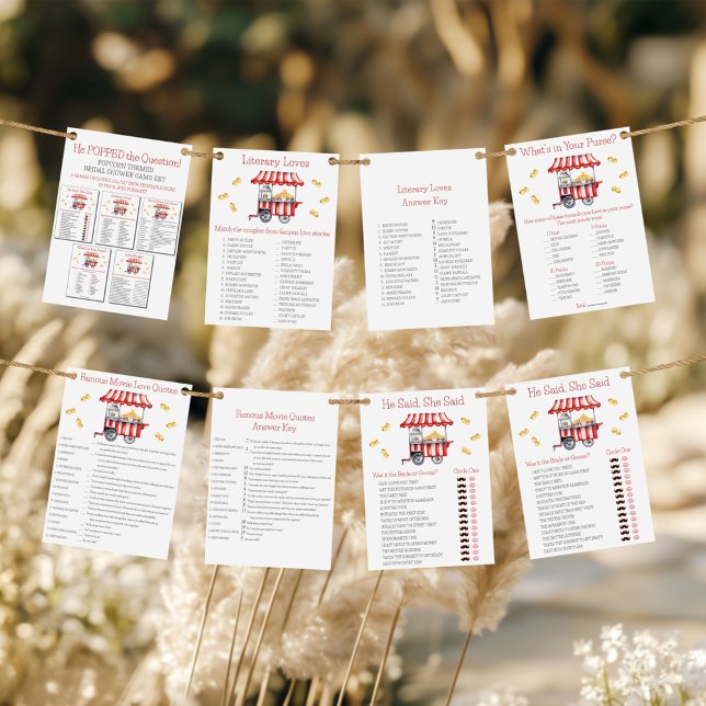 Convite He POPPED the Question!  Bridal Shower Game (Criador carregado)