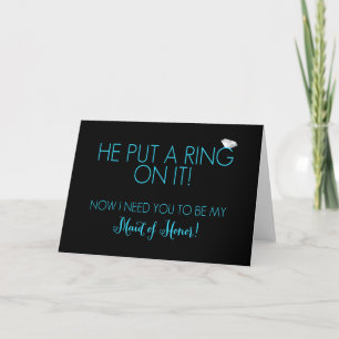 Convite He Put A Ring On It Maid of Honor Request Cards