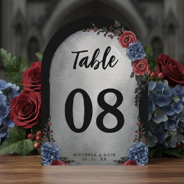 Convite Headstone Floral Gothic Wedding Table Number
