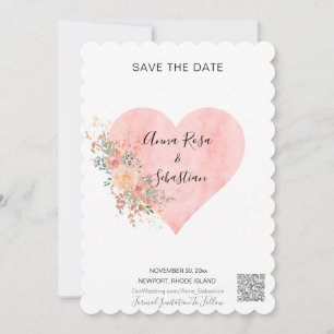 Convite *~* Heart Floral AR6 WEDDING SALVAR DATA QR