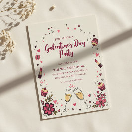 Convite Heart Floral Galentine’s Party Invitation