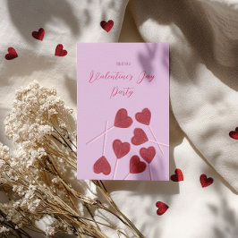 Convite Heart Lollipops on Pink – Valentine’s Day Party 
