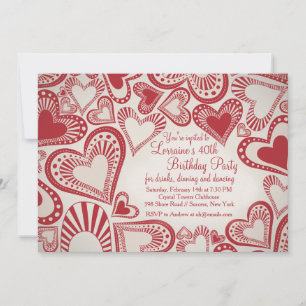 Convite Heart Montage Red Invitation