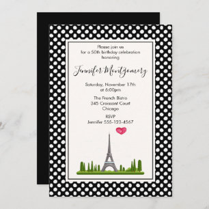 Convite Heart Paris com a Festa de aniversário Eiffel Towe