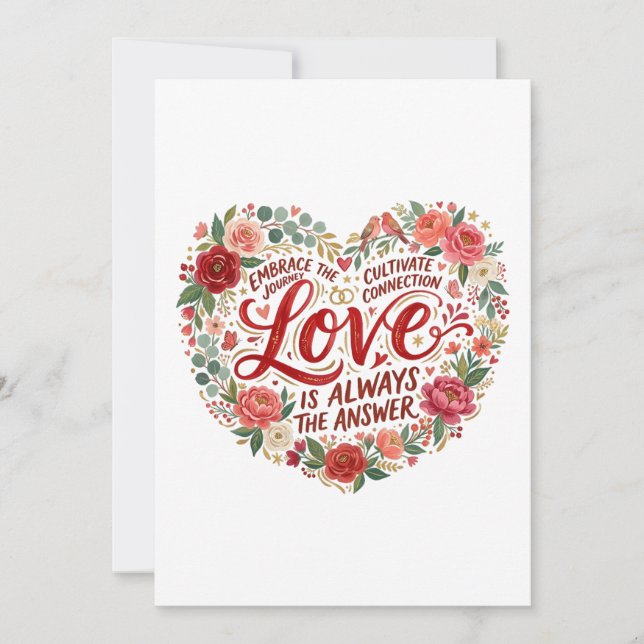 Convite Heart-Shaped Floral Typography (Frente)