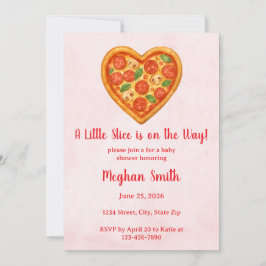 Convite Heart Shaped Pizza Baby Shower Invitation