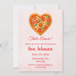 Convite Heart Shaped Pizza Party Shower Invitation