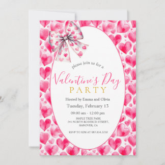 Convite Hearts and Bow Valentine’s Day Party Invitation