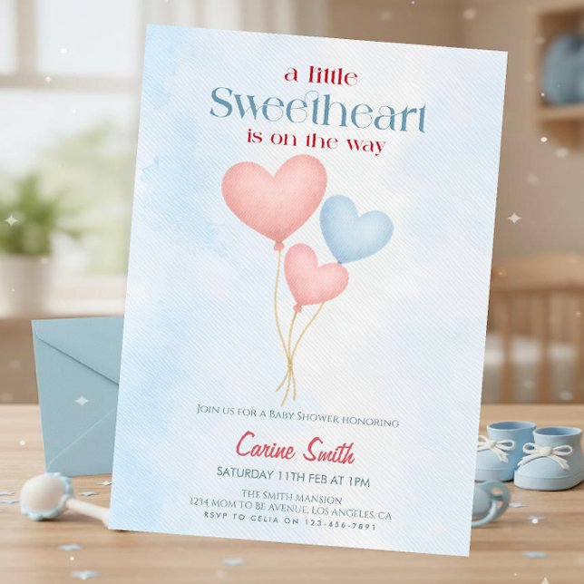 Convite Hearts balloons  Baby Shower  Invitation (Criador carregado)