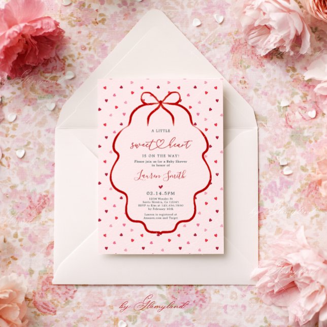 Convite Hearts Valentine Baby Shower Invitation (Criador carregado)