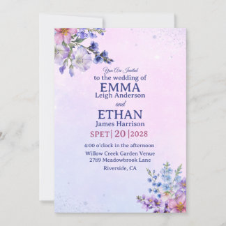 Convite heather periwinkle plum lavender blue Wedding
