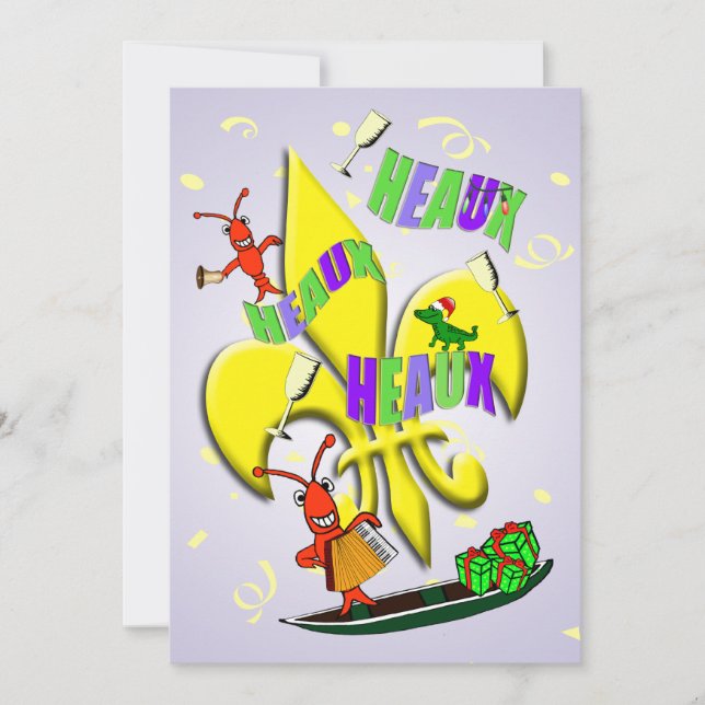 Convite Heaux, Heaux, festa de Natal de Heaux Cajun (Frente)