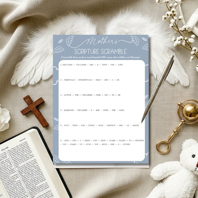 Convite Heavenly Blue Mother's Scripture Scramble Game (Heavenly Blue Mother's Scripture Scramble Game)