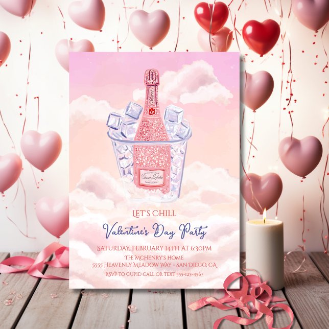 Convite Heavenly Champagne Bucket Valentine's Party (Criador carregado)