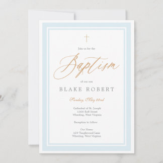 Convite Heavenly Grace Baptism Invitation (Blue)