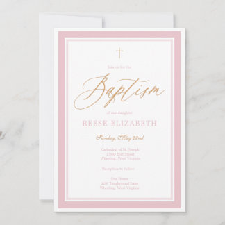 Convite Heavenly Grace Baptism Invitation (Pink)
