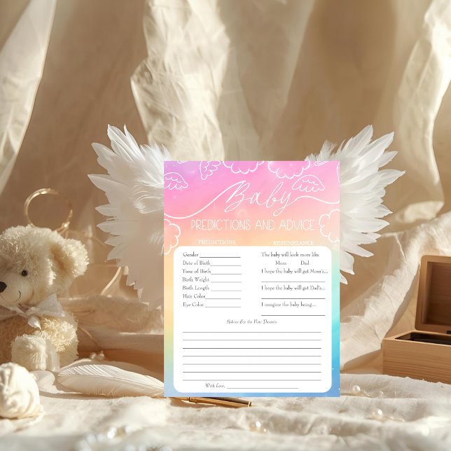 Convite Heavenly Rainbow Baby Predictions & Advice Card (Heavenly Rainbow Baby Predictions & Advice Card)