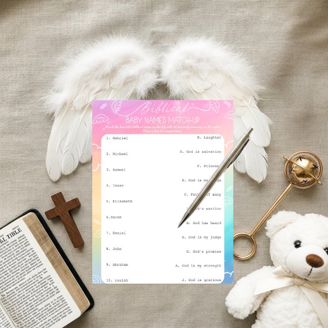 Convite Heavenly Rainbow Biblical Baby Names Match-Up   (Heavenly Rainbow Biblical Baby Names Match-Up)