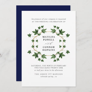 Convite Hedera Marinho Ivy Botanical Casamento geométric