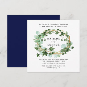 Convite Hedera   Marinho Ivy Frame Botanical Wedding