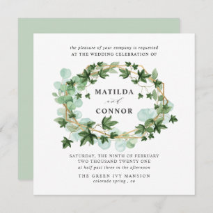 Convite Hedera   Sage Ivy Frame Botanical Wedding
