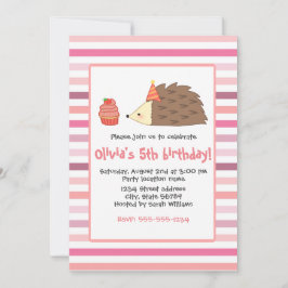 Convite Hedgehog do Partido e Cupcake