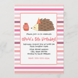 Convite Hedgehog do Partido e Cupcake
