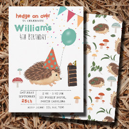 Convite Hedgehog Mushroom Woodland Forest Balloon Birthday