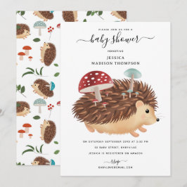 Convite Hedgehog Mushroom Woodland Funny Baby Shower