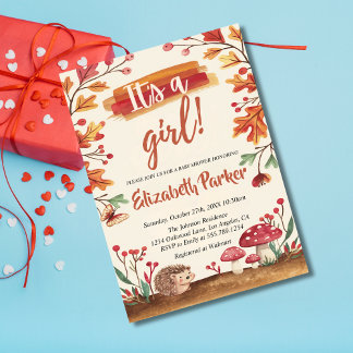 Convite Hedgehogs e Cogumelos Caiam Chá de fraldas de flor