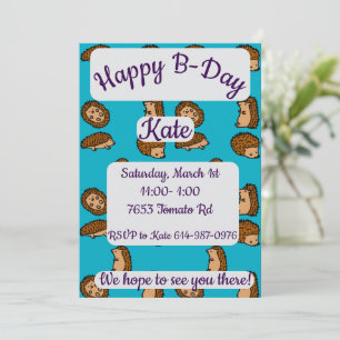 Convite Hedgehogs Happy Birthday