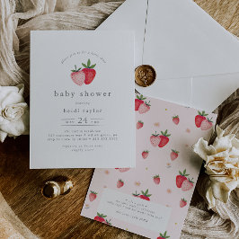 Convite HEIDI Bebê rosado Berry Sweet Strawberry Girl