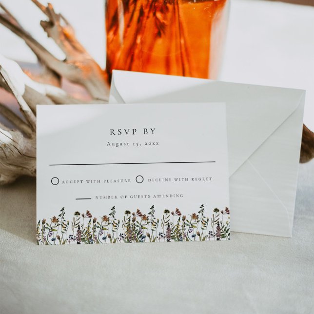 Convite HEIDI Muted Watercolor Wildflower Wedding RSVP (Criador carregado)