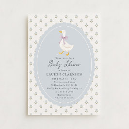 Convite Heirloom Goose Floral Cottage Baby Shower Invitati