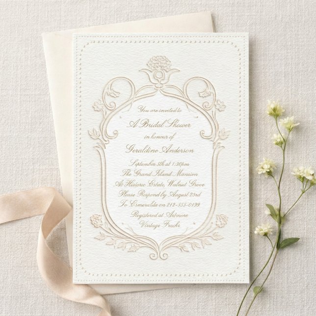 Convite Heirloom Rococo Bridal Shower Invitation (Criador carregado)