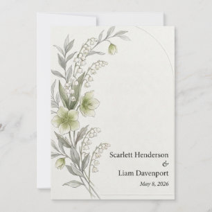 Convite Hellebore, Lírio-do-Vale, Arco e Aquarela