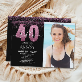 Convite Hello 40 years - Modern Birthday with photo