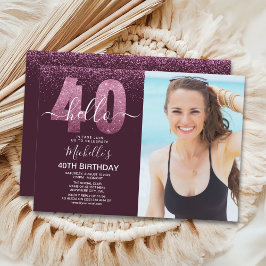 Convite Hello 40 years - Modern Birthday with photo