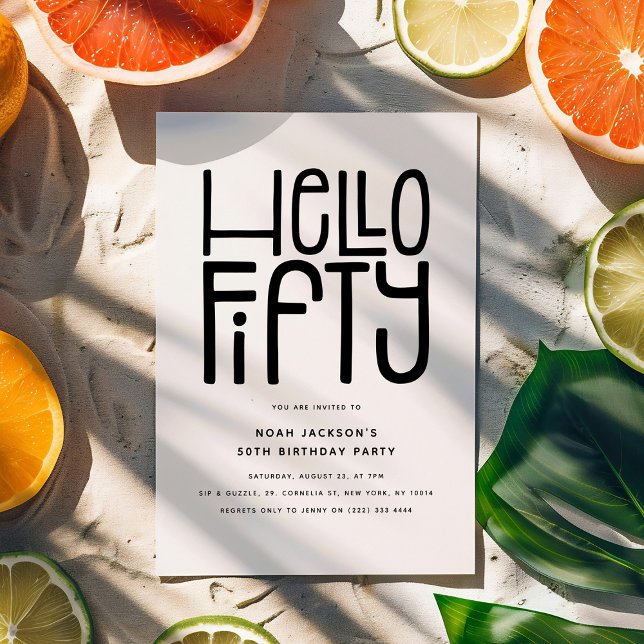 Convite HELLO 50º Aniversário Moderno (Criador carregado)