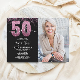 Convite Hello 50! - Modern 50TH Birthday with photo