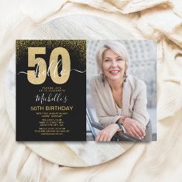 Convite Hello 50! - Modern 50TH Birthday with photo