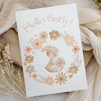 Convite Hello Baby! Baby Bunny Cute Baby Shower Party