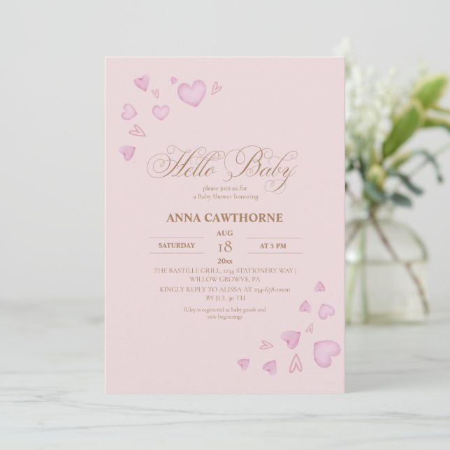 Convite Hello Baby  Baby Shower (Em pé/Frente)