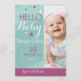 Convite Hello Baby Birth Announcement Card
