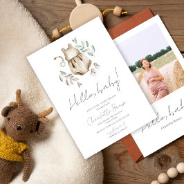 Convite Hello Baby Boho Watercolor Chá de fraldas