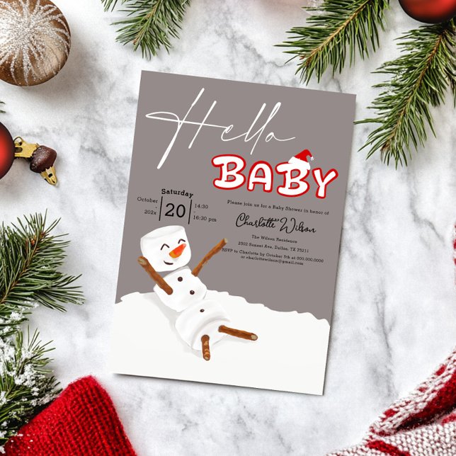 Convite Hello Baby Cute Snowman Baby Shower (Criador carregado)