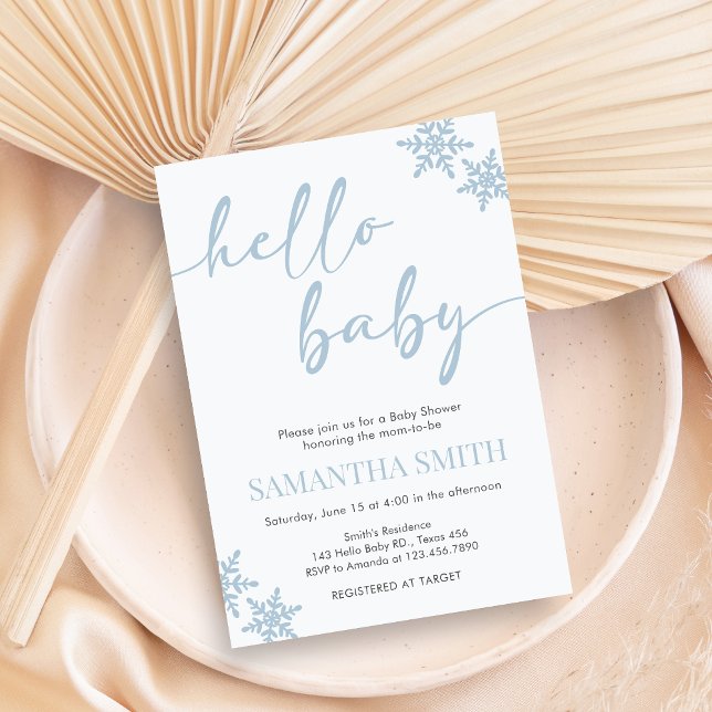 Convite Hello Baby Shower Invitation (Winter Baby Shower Invitation)