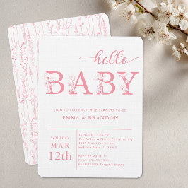 Convite Hello Baby Wildflower Baby Shower Invitation
