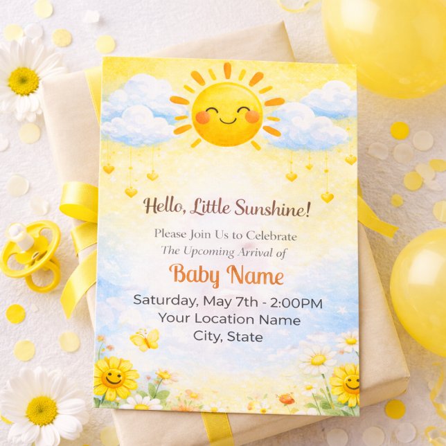 Convite Hello Golden Sun Baby Gathering (Criador carregado)