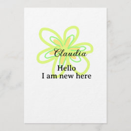 Convite Hello I am new here name yellow green flower kids